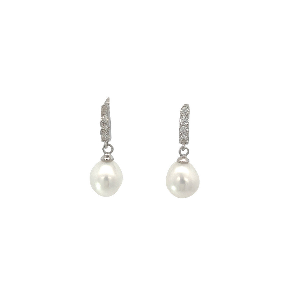 CZ & Pearl Drop Earrings