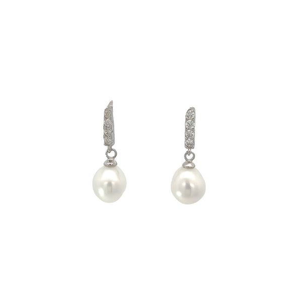 CZ & Pearl Drop Earrings