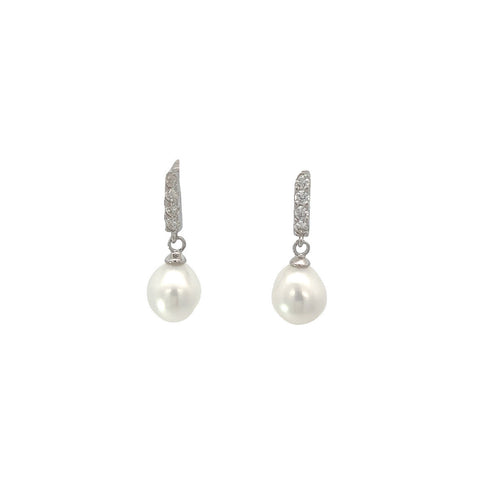 CZ & Pearl Drop Earrings