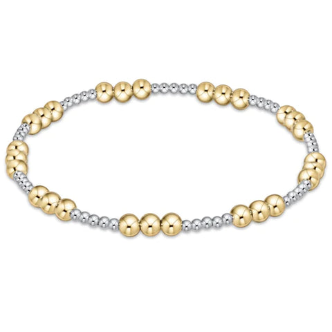 Classic Joy Pattern 4mm Bead Bracelet in Mixed Metal