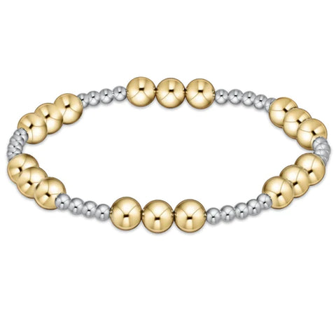 Classic Joy Pattern 6mm Bead Bracelet -Mixed Metal