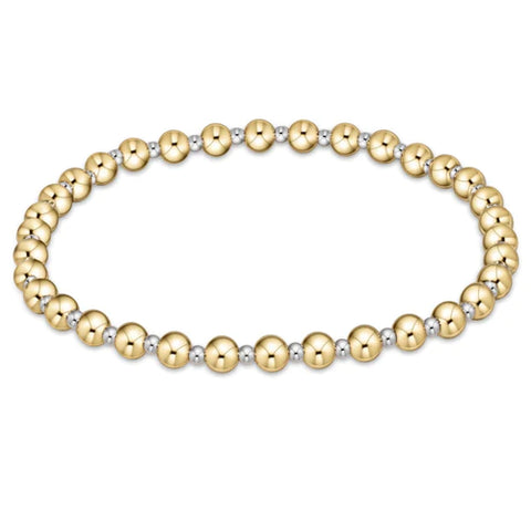 Classic Grateful Pattern 4mm Bead Bracelet -Mixed Metal