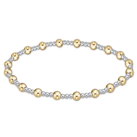 Classic Sincerity Pattern 4mm Bead Bracelet -Mixed Metal