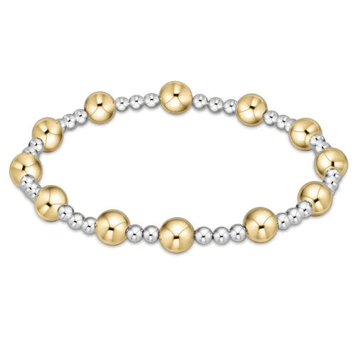 Classic Sincerity Pattern 6mm Bead Bracelet -Mixed Metal