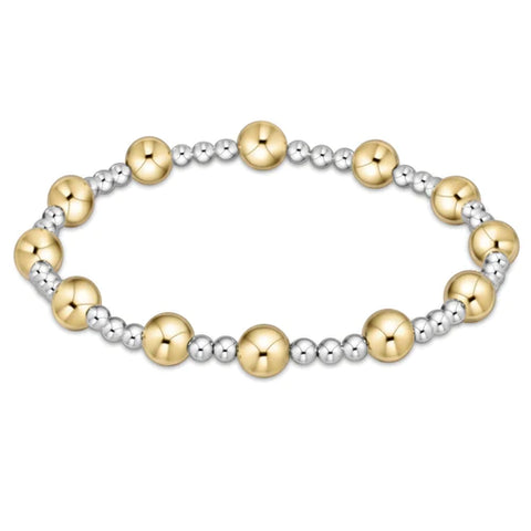 Classic Sincerity Pattern 6mm Bead Bracelet -Mixed Metal