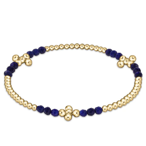 Signature Cross Gold Bliss Pattern 2.5mm Bead Bracelet in Lapis