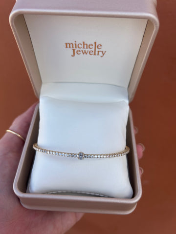 Diamond Bangle with Oval Center