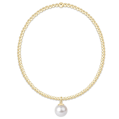Classic Gold 2mm Bracelet - Classic Pearl 8mm Charm