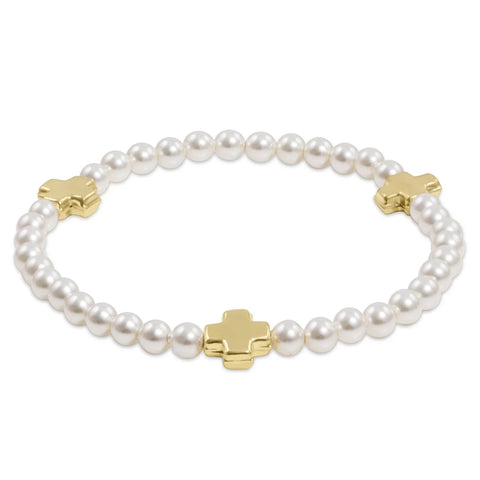 Signature Cross Pearl 4mm Beaded Bracelet
