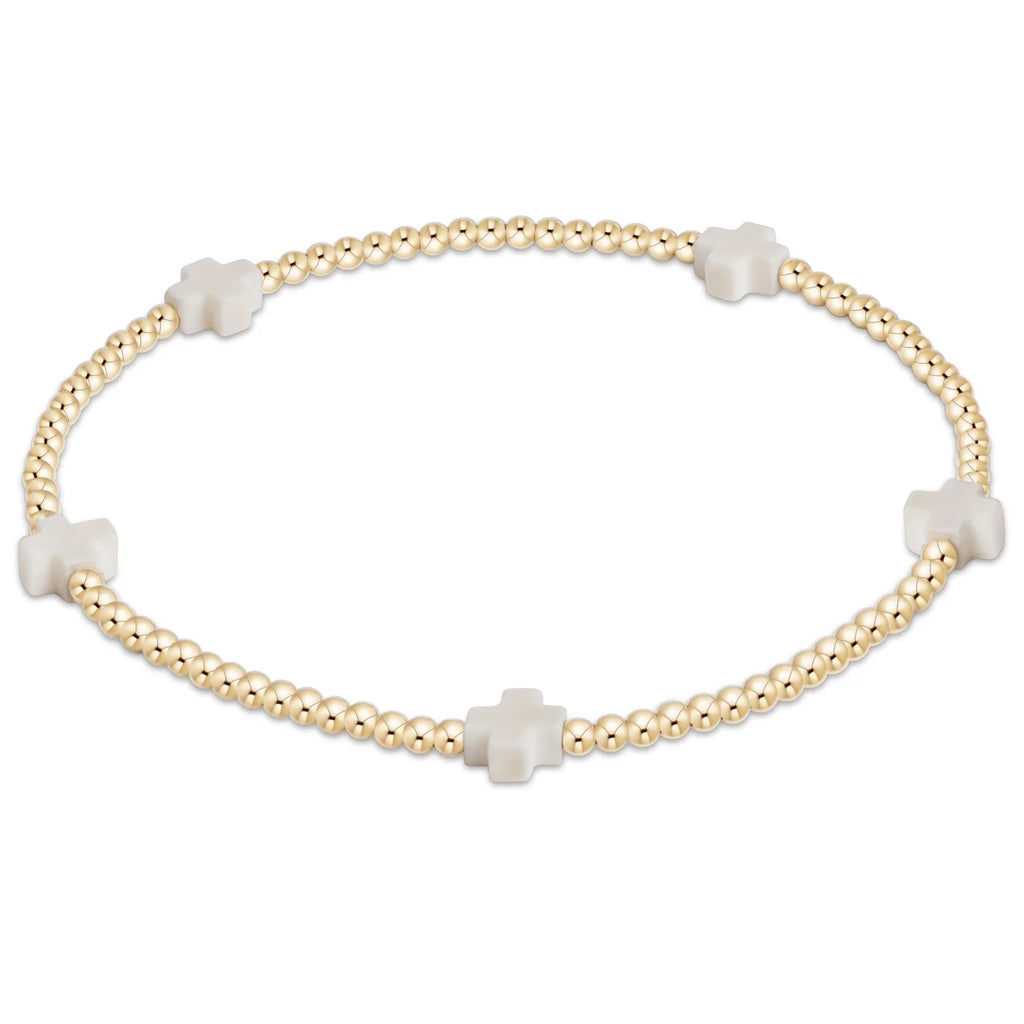 Signature Cross Small Gold Pattern 2mm Gold Bead Bracelet