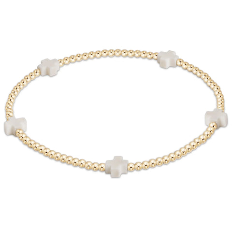 Signature Cross Small Gold Pattern 2mm Gold Bead Bracelet
