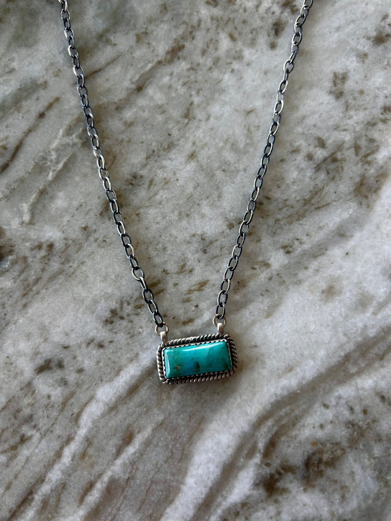 Turquoise Sterling Silver Bar Necklace