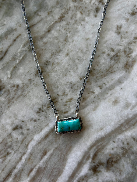 Turquoise Sterling Silver Bar Necklace