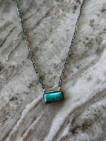 Turquoise Sterling Silver Bar Necklace