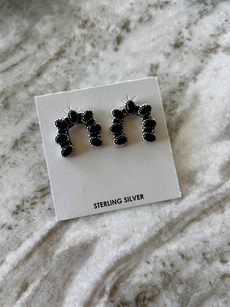 Onyx Horseshoe Stud Earrings