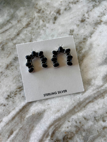 Onyx Horseshoe Stud Earrings