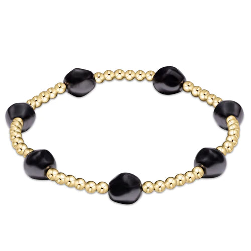 Admire 3mm Gold Filled Bead Bracelet in Dark Grey Pearl