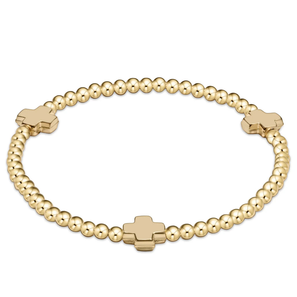 Signature Cross Gold Filled 3mm Bead Bracelet in Gold