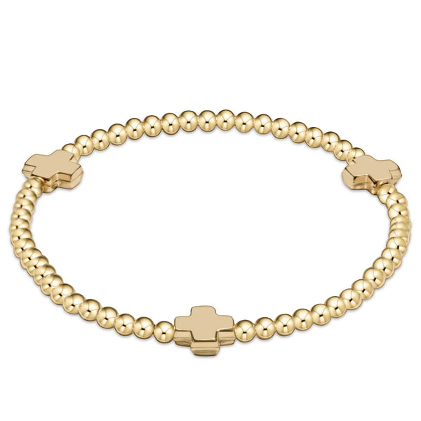 Signature Cross Gold Filled 3mm Bead Bracelet in Gold