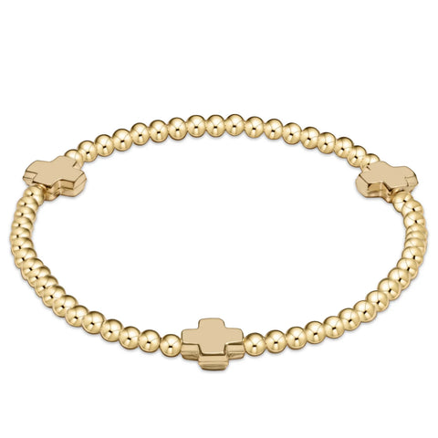 Signature Cross Gold Filled 3mm Bead Bracelet in Gold