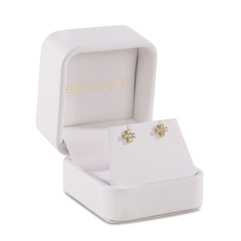 Diamond Signature Cross Stud Earrings