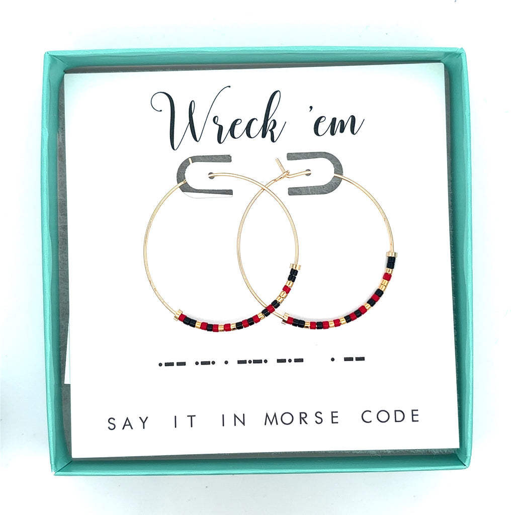 Wreck 'Em | Morse Code Hoop Earrings
