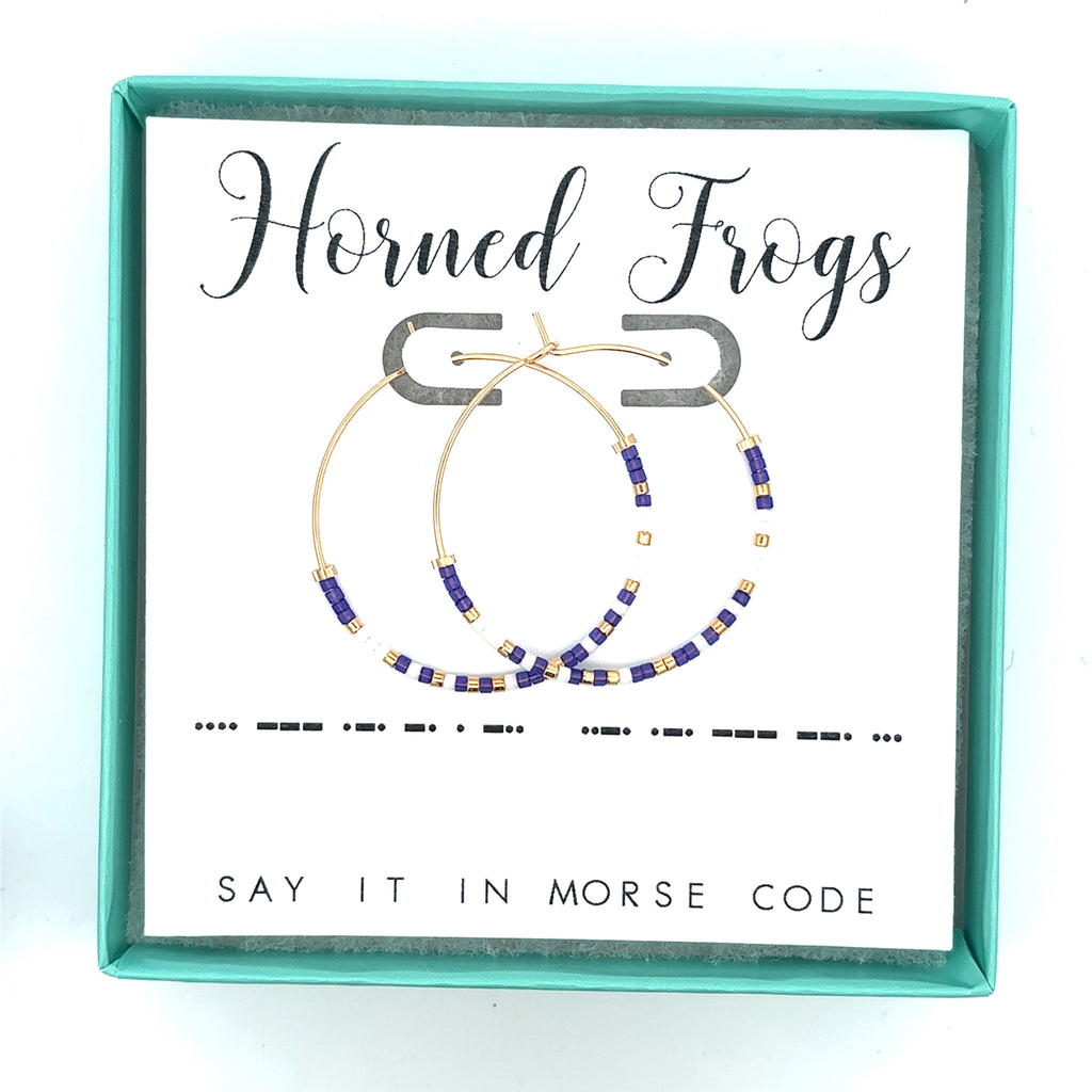Horned Frogs | Morse Code Hoop Earrings