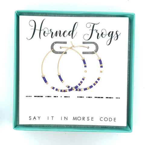 Horned Frogs | Morse Code Hoop Earrings