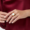 Coin Revolving Gold Ring in Mother of Pearl