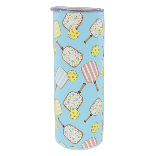 Pickleball 20oz. Skinny Tumbler with Lid and Straw