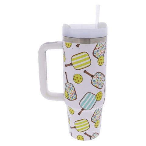 Pickleball 30oz. Tumbler with Straw and Handle