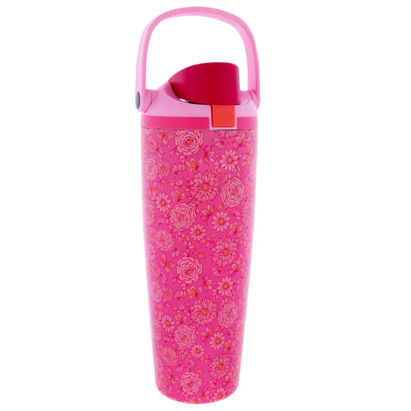 Butterfly Floral 30oz Watter Bottle with Bucket Handle