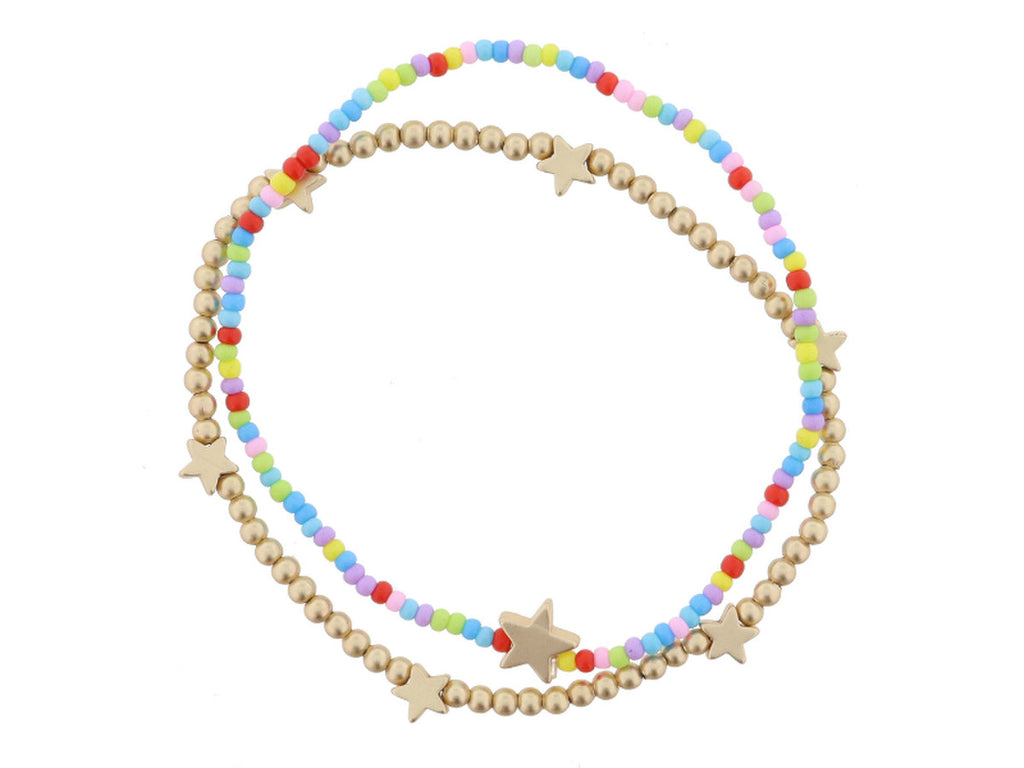 Multi Color Star Bracelet Set of 2