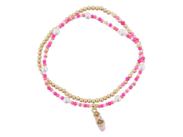 Pink Pearl Ballerina Bracelet Set of 2