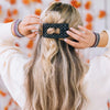 Jet Black Quilted Flat Rectangle Hair Clip