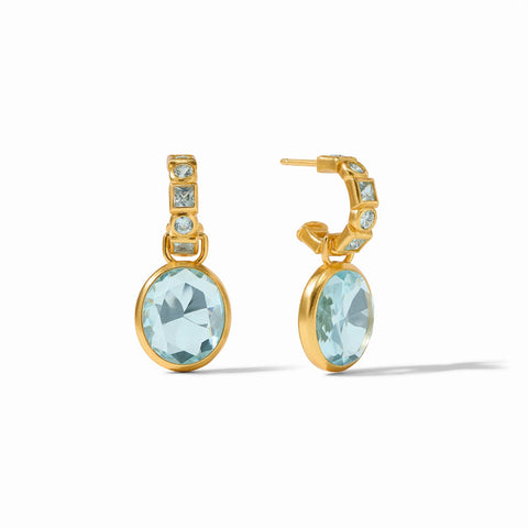 Jolie Hoop & Charm Earring - Gold - Aquamarine