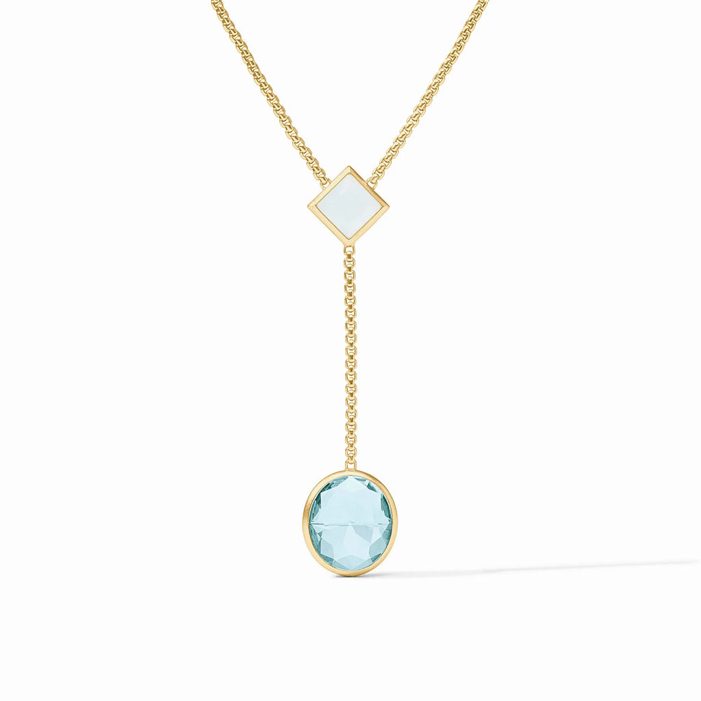 Jolie Lariat Necklace in Aquamarine Blue