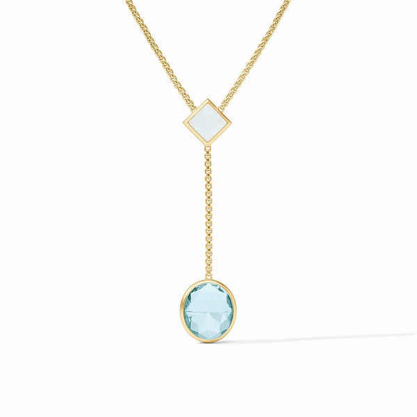 Jolie Lariat Necklace in Aquamarine Blue