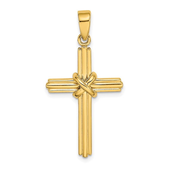 Gold Polished X Center Pendant | 14kt