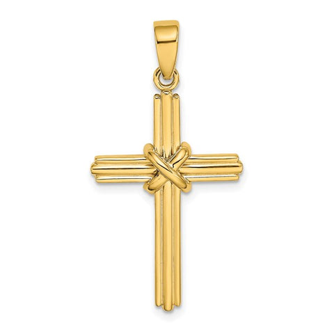 Gold Polished X Center Pendant | 14kt