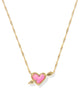 Ari Heart Arrow Pendant Necklace in Pink Opalescent Resin