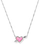 Ari Heart Arrow Pendant Necklace in Pink Opalescent Resin