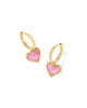 Ari Heart Huggie Earrings in Pink Iridescent Glitter Glass