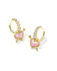 Ari Heart Arrow Huggie Earrings in Pink Opalescent Resin