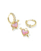 Ari Heart Arrow Huggie Earrings in Pink Opalescent Resin