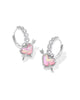 Ari Heart Arrow Huggie Earrings in Pink Opalescent Resin