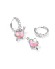 Ari Heart Arrow Huggie Earrings in Pink Opalescent Resin