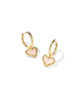 Ari Heart Gold Huggie Earrings in Rose Quartz