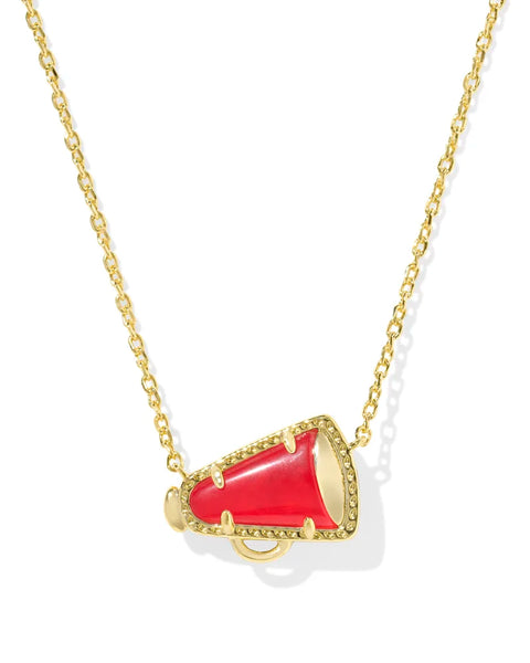 Cheer Short Pendant Necklace Gold in Red Illusion