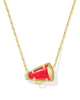 Cheer Short Pendant Necklace Gold in Red Illusion